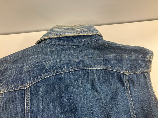 ヴィンテージ vintage 40's~50's 40~50年代 UNKNOWN 黒ラッカーボタン 耳付き オレンジステッチ 袖カットオフ デニム ベスト ブルー 101MT-4799