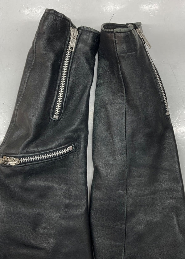 トリプルシックス 666 DOUBLE RIDERS JACKET ダブル ライダース ジャケット バイカー 革ジャン ロクロクロク ベルト 裏キルティング 黒 サイズ 30 ジャケット 無地 ブラック 104MT-1289