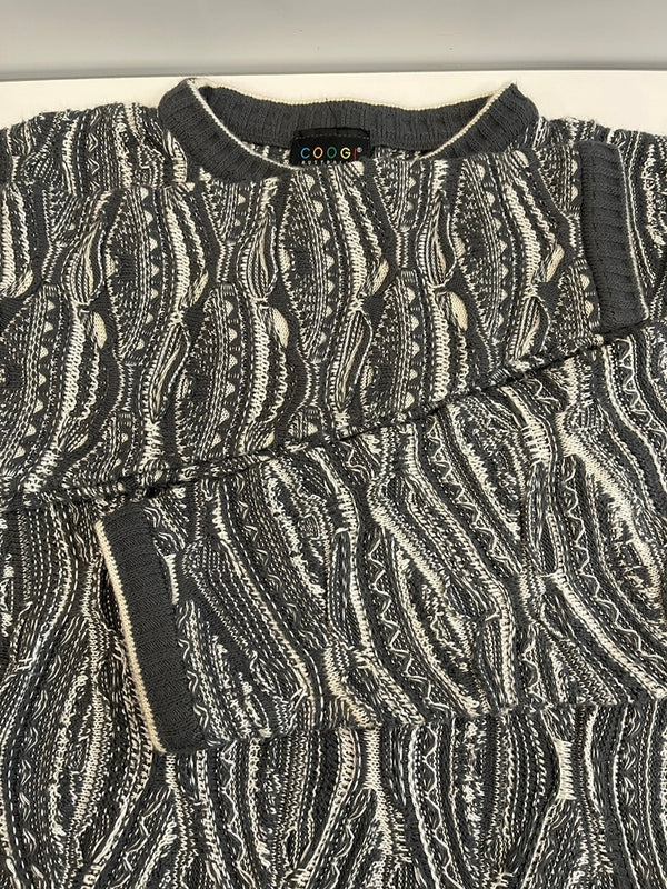 クージー COOGI 90s 90's AUSTRALIA 3D KNIT 3Dニット 総柄 クルーネック グレー系 XXL セーター マルチカラー 101MT-5004
