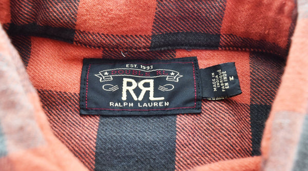 ダブルアールエル RRL ラルフローレン チェック ネルシャツ ワーク シャツ 赤 長袖シャツ レッド Mサイズ 103MT-2389