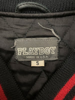 プレイボーイ PLAYBOY STADIUM JACKET スタジアム ジャケット スタジャン バーシティ レザー うさぎ USA製 黒 ジャケット ロゴ ブラック Sサイズ 104MT-929