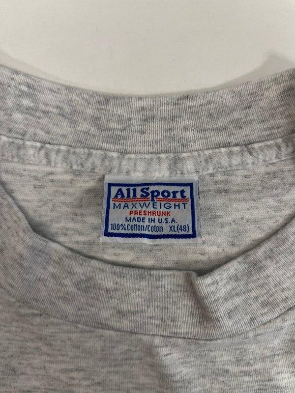 US古着 wilson ウィルソン ALL Sport ロゴプリント Star Tennis Academy アメリカ製 シングルステッチ XL Tシャツ グレー LLサイズ 101MT-4530