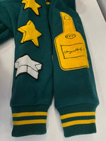 ア フュー グッド キッズ A FEW GOOD KIDS A'GEM/9 × .kom ROCKET COLLEGE JACKET ロケットカレッジ スタジアムジャンパー スタジャン  XL ジャケット グリーン LLサイズ 101MT-5070