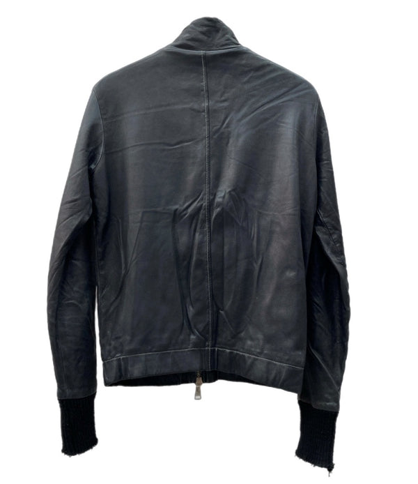ジョルジオブラット Georgio Brato Sheep Leather Jacket シープ レザー ジャケット ラム 袖リブ ライダース バイカー アウター 黒 5222 サイズ 44 ジャケット 無地 ブラック 104MT-1294