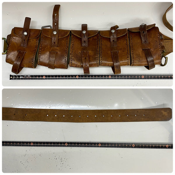 【曜日割引対象外】 ヴィンテージ vintage スウェーデン軍 バンダリアポーチ 5連 カオスポーチ レザー バッグ メンズバッグ ボディバッグ・ウエストポーチ ブラウン 201goods-753 VB
