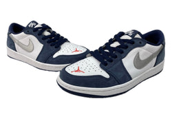 ナイキ NIKE 19年製 SB AIR JORDAN 1 LOW QS MIDNIGHT NAVY エア ジョーダン ロー ミッドナイト ネイビー AJ1 白 紺 CJ7891-400 メンズ靴 スニーカー ネイビー 25.5cm 104S-1028