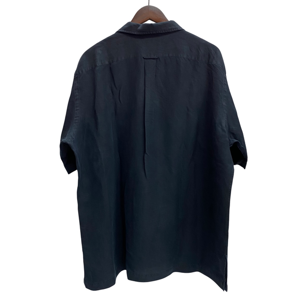 【曜日割引対象外】 ラルフローレン POLO by Ralph Lauren 半袖 オープンカラー リネンシャツ 半袖シャツ ブラック Lサイズ 201MT-4092 VB