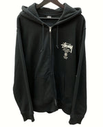 ステューシー STUSSY WORLD TOUR ZIP HOODIE ワールド ツアー ジップ フーディ スウェット パーカー プリント BLACK 黒 パーカ ロゴ ブラック Lサイズ 104MT-737