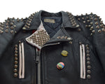 ヴィンテージ Vintage 80s 鋲ジャン ダブルライダースジャケット Made in England 80's パンク スタッズカスタム ロンジャン 英国製 ジャケット ブラック 103MT-3453