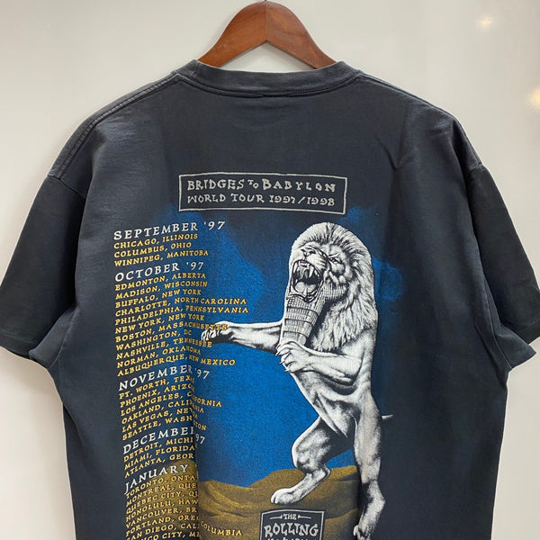 【曜日割引対象外】 ヴィンテージ vintage 90's The Rolling Stones “Bridges to Babylon” World Tour USA製 Tシャツ ブラック XLサイズ 201MT-4397 VB
