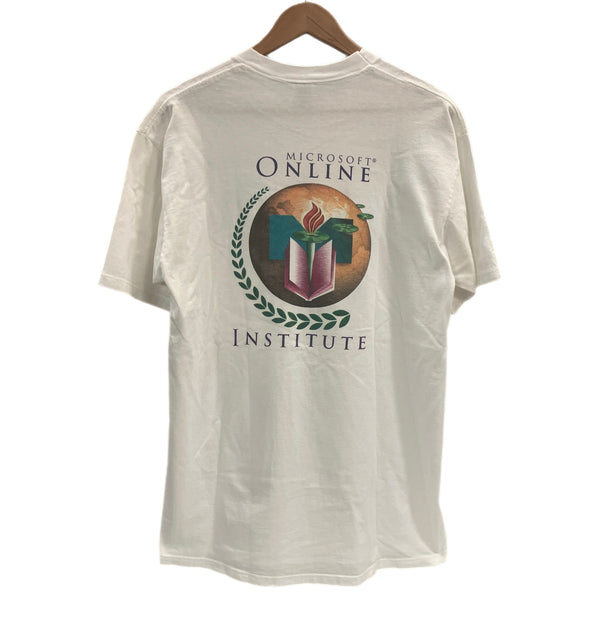 ヴィンテージ vintage 90's 90年代 JERZEES MICROSOFT ONLINE INSTITUTE A NEW  KIND OF SCHOOL マイクロソフト 企業物 MADE IN USA アメリカ製 Tシャツ ホワイト Lサイズ 101MT-4333