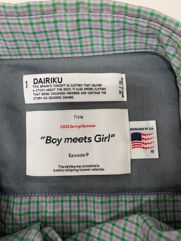 ダイリク DAIRIKU 22SS Boy meets Girl Check Shirt チェックシャツ 長袖シャツ グリーン 201MT-3790