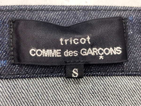 コムデギャルソン COMME des GARCONS トリコ tricot 2015年製 ルック3 半袖 ダンガリー デニム クルーネック ロング ポケット インディゴ INDIGO TP-O002 ワンピース 無地 ネイビー Sサイズ 104LT-139