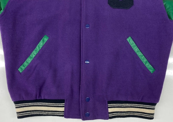チャップス CHAPS 80s 90s VARSITY JACKET バーシティ ジャケット スタジャン ボタン ワッペン Ralph Lauren アウター 紫 緑 ジャケット ロゴ パープル Mサイズ 104MT-2202