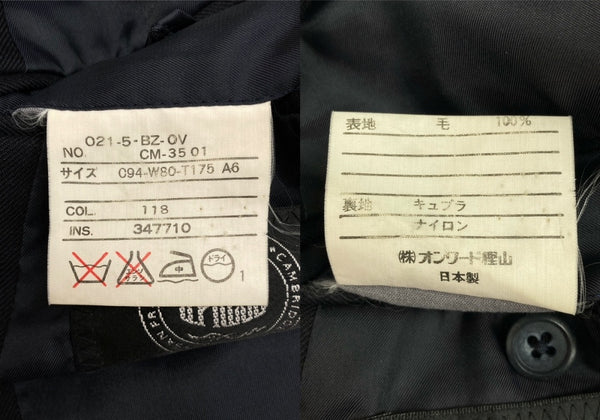 ジェイプレス J.PRESS TAILORED JACKET テーラード ジャケット NEW ENGLAND MODEL 金ボタン ブレザー 黒 021-5-BZ-OV サイズ C94-W80-T175 A6 ジャケット 無地 ブラック 104MT-1779