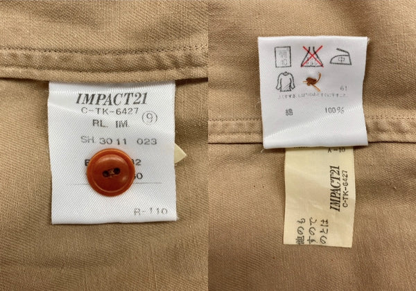 ラルフローレン RalphLauren POLO COUNTRY 90s L/S WORK SHIRT 長袖 ワーク シャツ フラップポケット インパクト21 薄茶 サイズ 9 長袖シャツ 無地 ベージュ 104MT-2268