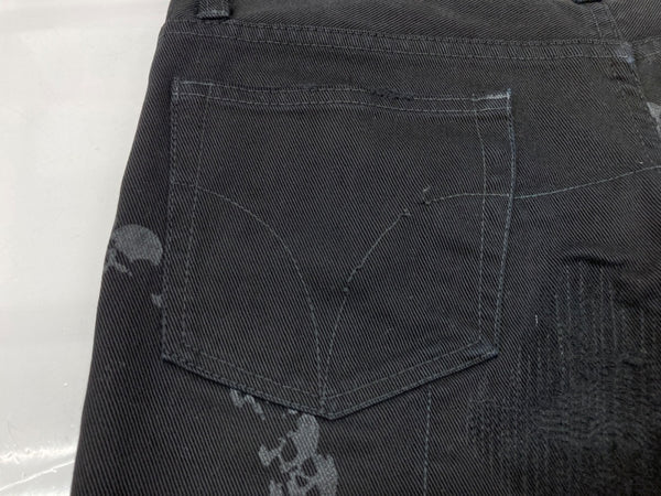 ヒステリックス HYSTERICS ローライズ ローウエスト ストレートパンツ ダメージ レース ドクロサークル 骸骨 Y2K 平成 日本製 BLACK 黒 3AP-4332 デニム スカル ブラック Sサイズ 104LB-52