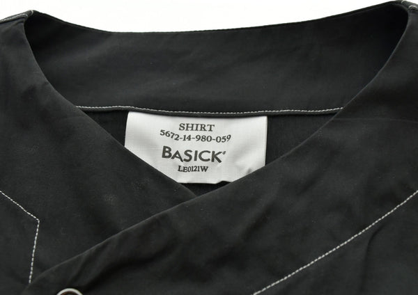 ベーシック  BASICK ORGANIC GERMAN HOSPITAL SHIRT 黒 LE0203  長袖シャツ ワンポイント ブラック Lサイズ 103MT-425