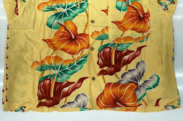 クリームソーダ CREAM SODA OPEN COLLAR L/S ALOHA SHIRT オープン カラー アロハ シャツ ハワイアン 開襟 長袖 黄 長袖シャツ 花・植物 イエロー 104MT-1683