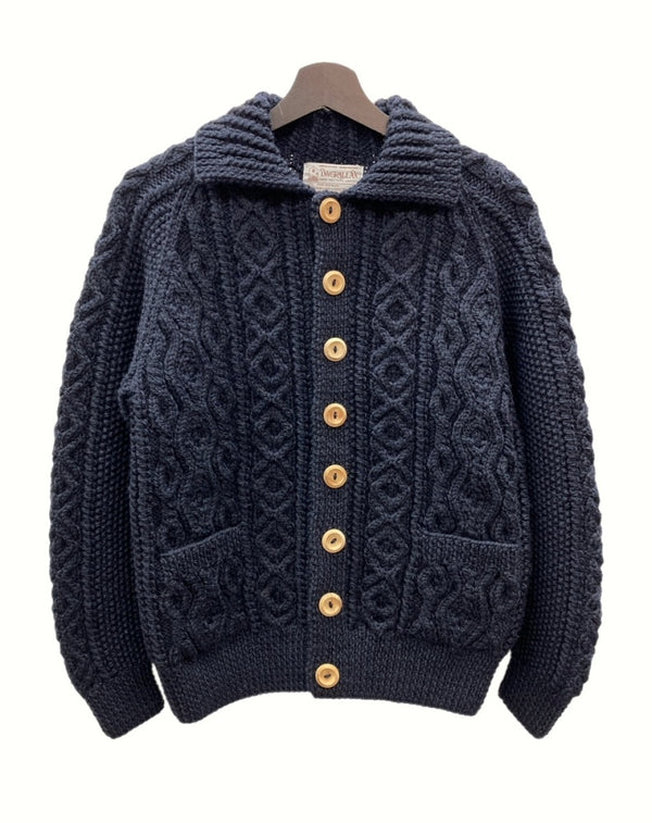 インバーアラン INVERALLAN 3A Lumber Cardigan ランバー カーディガン ニット セーター ケーブル ハンドニット 紺 NAVY カーディガン 無地 ネイビー 104MT-879