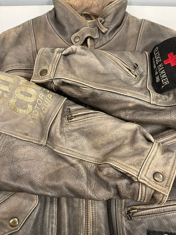 イエローコーン YeLLOW CORN レザージャケット ライダースジャケット シングルライダース バイカー バイク ツーリング 灰色 ジャケット グレー Lサイズ 101MT-5281