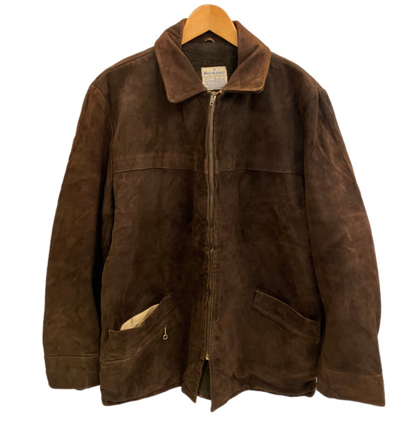 ヴィンテージ vintage 50’s~60's 50~60年代 Marc Mitchell ヌバックレザー スポーツジャケット SCOVILL ZIPPER DuPont Quilon - ジャケット ブラウン 101MT-4752