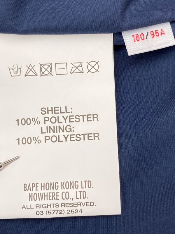 アベイシングエイプ A BATHING APE MOONFACE HOODED FLUFFY VARSITY JACKET ムーンフェイス フーディ バーシティジャケット 青 ジャケット ロゴ ブルー Lサイズ 104MT-2082