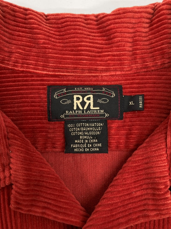 ダブルアールエル RRL 90s CORDUROY JACKET コーデュロイ ジャケット ボタン 開襟 太畝 三ツ星タグ Ralph Lauren オレンジ 赤 ジャケット 無地 レッド XLサイズ 104MT-2260
