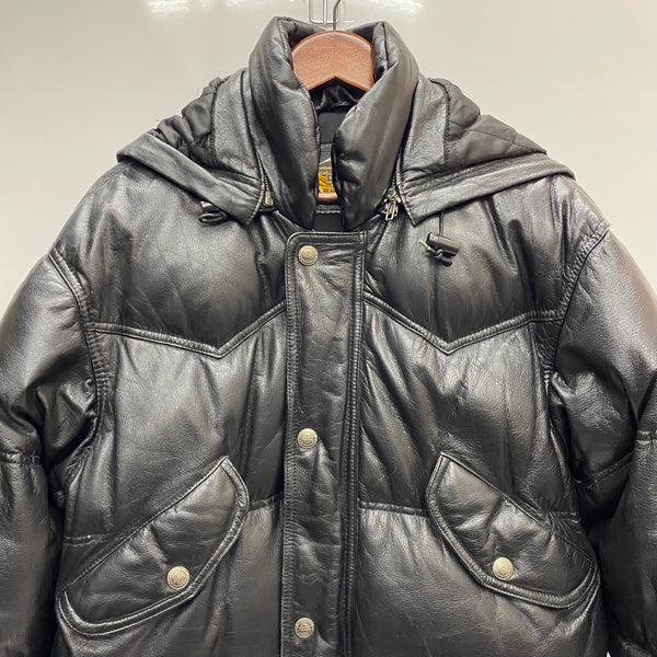 【曜日割引対象外】 ハーレーダビッドソン HARLEY-DAVIDSON レザーダウンジャケット 牛革 ジャケット ブラック Mサイズ 201MT-4498 VB