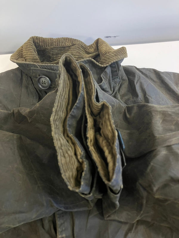 バブアー Barbour 90's 90年代 3ワラント TRENCH COAT トレンチコート ワックス コットン オイルドジャケット ロングコート VINTAGE ヴィンテージ A600 102cm コート カーキ 101MT-5455