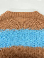 アクネストゥディオズ Acne Studios 21AW DAMAGE BORDER CREWNECK NECK ダメージ ボーダー クルーネック ニット 加工 茶 青 FN-WN-KNIT000347 セーター ボーダー ブラウン XSサイズ 104MT-951