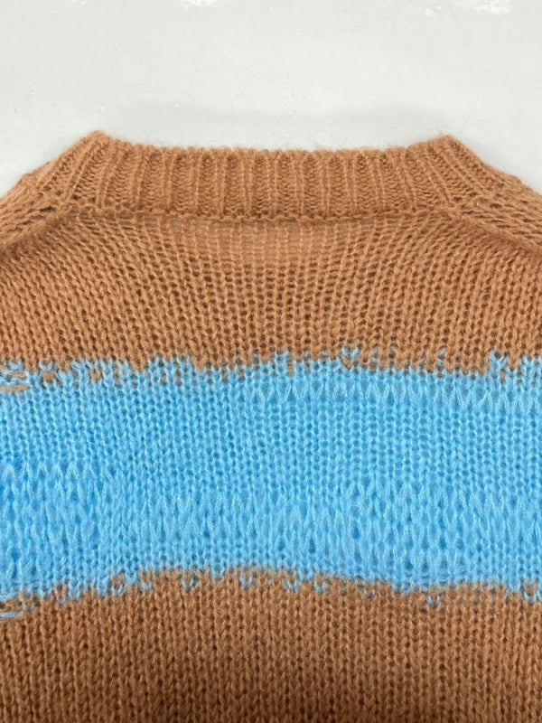 アクネストゥディオズ Acne Studios 21AW DAMAGE BORDER CREWNECK NECK ダメージ ボーダー クルーネック ニット 加工 茶 青 FN-WN-KNIT000347 セーター ボーダー ブラウン XSサイズ 104MT-951