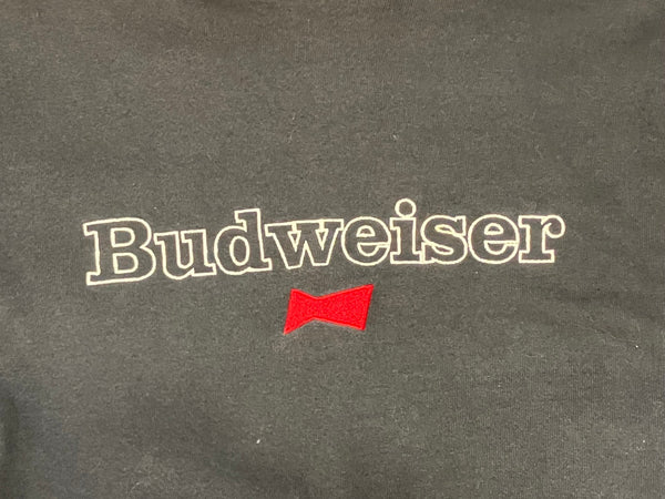 US US古着 90s 90's SANTEE BUDWEISER バドワイザー ロゴ 刺繍 MADE IN USA アメリカ製 企業モノ ビール XL スウェット ブラック LLサイズ 101MT-2946 	メンズ