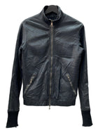 ジョルジオブラット Georgio Brato Sheep Leather Jacket シープ レザー ジャケット ラム 袖リブ ライダース バイカー アウター 黒 5222 サイズ 44 ジャケット 無地 ブラック 104MT-1294