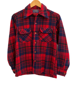 ペンドルトン PENDLETON  70's 70年代 オープンカラー ボードシャツ ウールシャツ 開襟 チェック vintage ヴィンテージ アメリカ製 MADE IN USA 長袖シャツ レッド Sサイズ 101MT-4191
