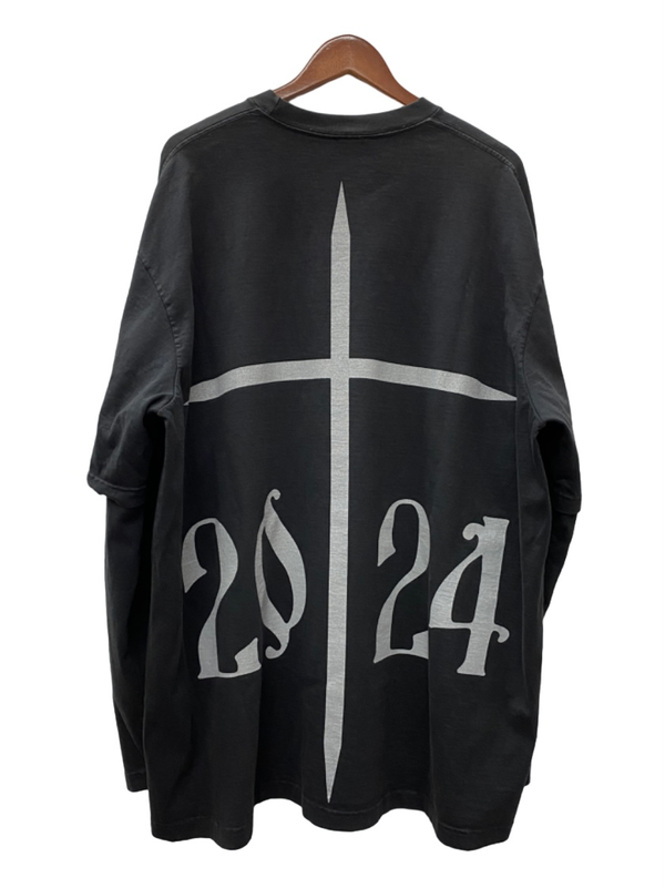 ドンダ Donda Kanye West Balenciaga 2024 Presidential Two Layer L/S T shirt 長袖カットソー ブラック XLサイズ 201MT-2711