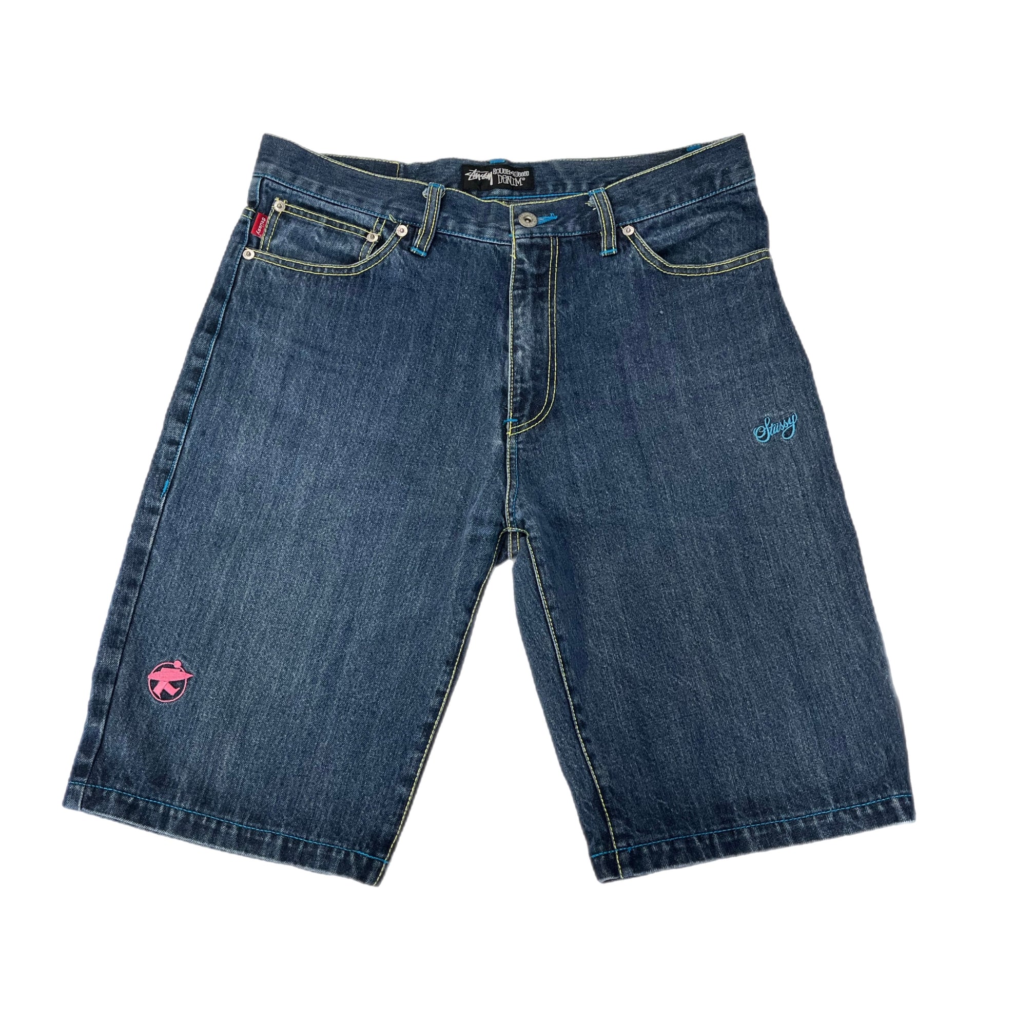 ステューシー STUSSY ROUGH＆RUGGED denim ロゴ刺繍 ショートパンツ