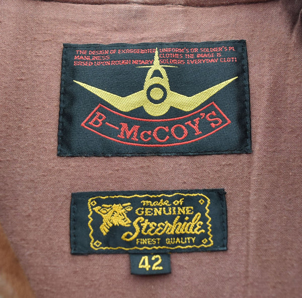 ビーマッコイ B-MCCOY'S  STEERHIDE LEATHER SINGLE RIDERS JACKET ステアハイド シングル レザー ライダース ジャケット バイカー 42 ジャケット ブラウン 103MT-2239