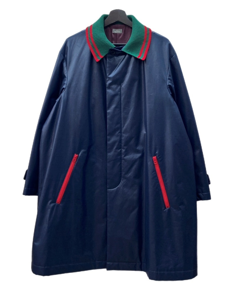 kolor ニット襟 ネイビー ステンカラーコート kolor ニット襟 ネイビー ステンカラーコート kolor ネイビー ステン