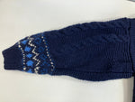 インバーアラン INVERALLAN WOOL HAND KNIT くるみボタン スコットランド製 総柄 ローゲージ ハンドニット カーディガン ネイビー 101LT-117