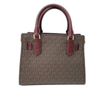 マイケル・コース MICHAEL KORS HAMILTON サッチェル スモール MK シグネチャー ロックチャーム ショルダーバッグ ハンドバッグ クロスボディ BROWN 茶色 ボルドー BORDEAUX  35F1GHMS2B150 バッグ レディースバッグ 2way・3wayバッグ 総柄 ブラウン 104B-47