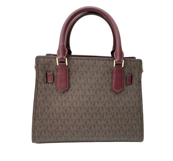 マイケル・コース MICHAEL KORS HAMILTON サッチェル スモール MK シグネチャー ロックチャーム ショルダーバッグ ハンドバッグ クロスボディ BROWN 茶色 ボルドー BORDEAUX  35F1GHMS2B150 バッグ レディースバッグ 2way・3wayバッグ 総柄 ブラウン 104B-47