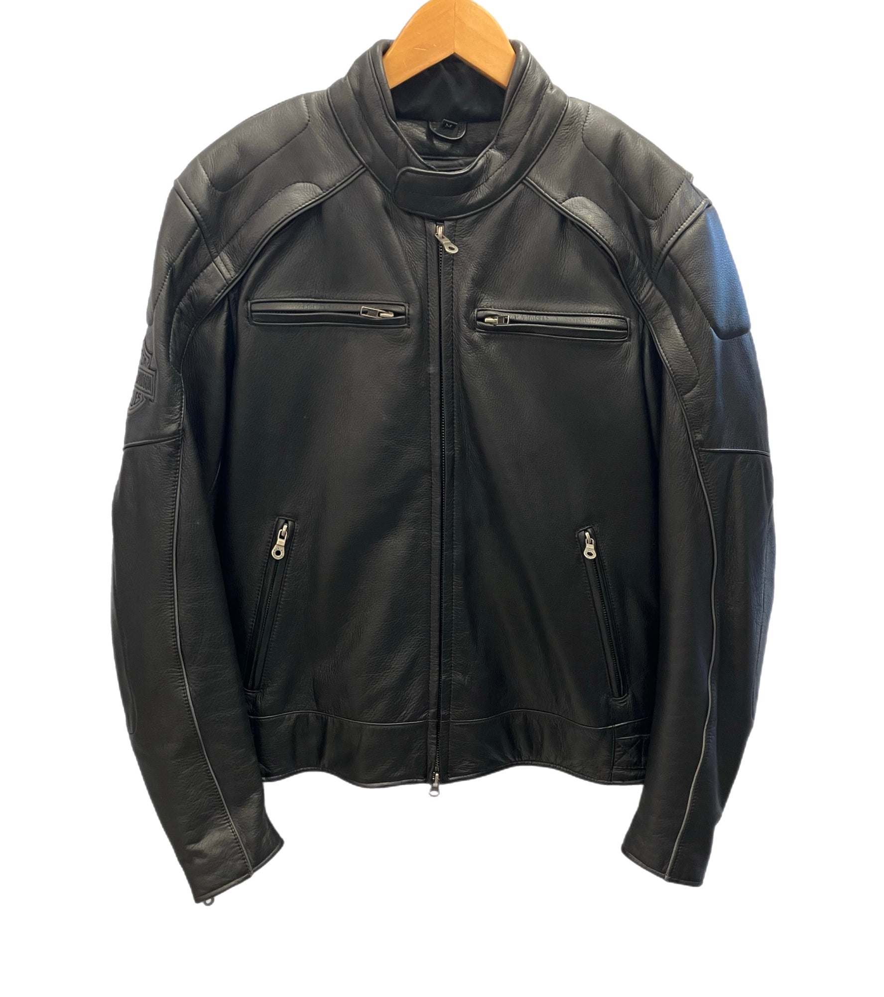 ハーレーダビットソン シングルライダースジャケット スカルデザイン 反射材付き ハーレーダビットソン シングルライダースジャケット スカルデザイン