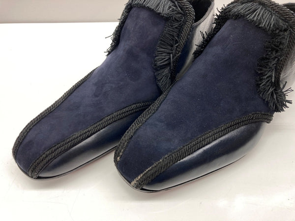 ボッテガヴェネタ BOTTEGA VENETA DRESS SHOES ドレス シューズ フリンジ スエード スリッポン 紺 メンズ靴 ローファー ネイビー サイズ 40 104S-1004