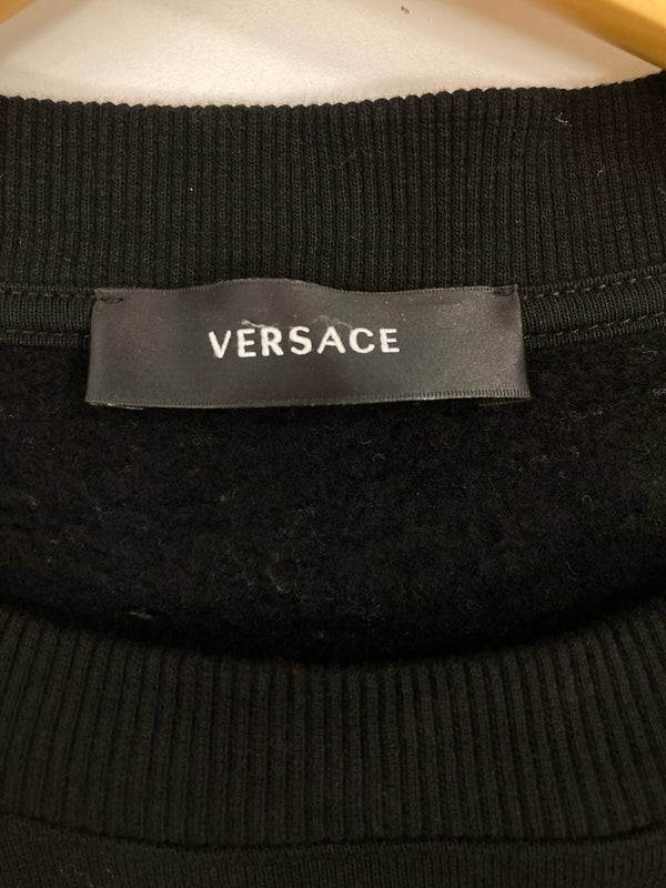 ヴェルサーチェ VERSACE ロゴプリント スウェットシャツ クルーネック 黒 ヴェルサーチ  スウェット ブラック Lサイズ 101MT-3578