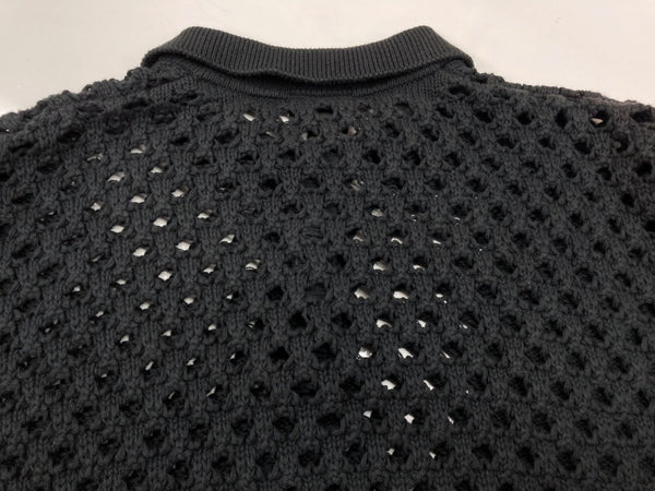 ステューシー STUSSY BIG MESH POLO SWEATER ビッグ メッシュ ポロ シースルー シャツ 黒 トップスその他 無地 ブラック Lサイズ 104MT-1773