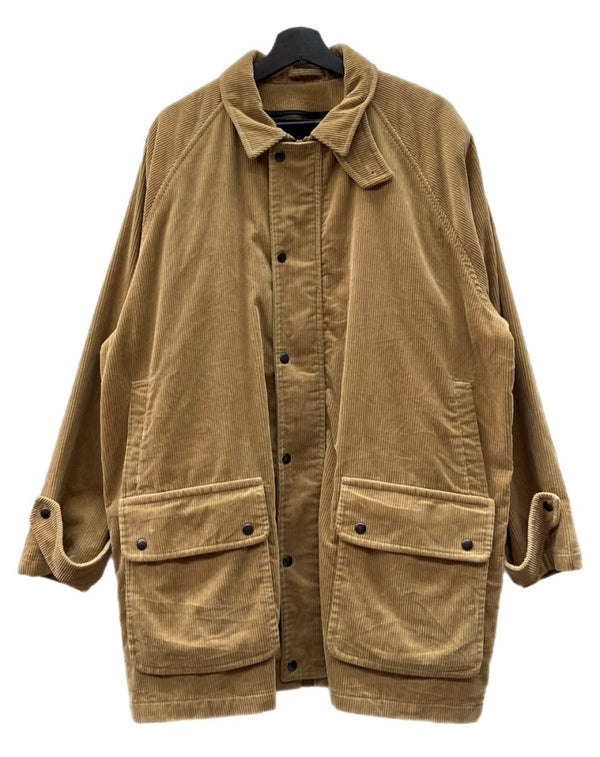 ラルフローレン RalphLauren CORDUROY COAT コーデュロイ コート カバーオール ダブルジップ ロング アウター ジャケット キャメル 茶 コート 無地 ベージュ Lサイズ 104MT-1730