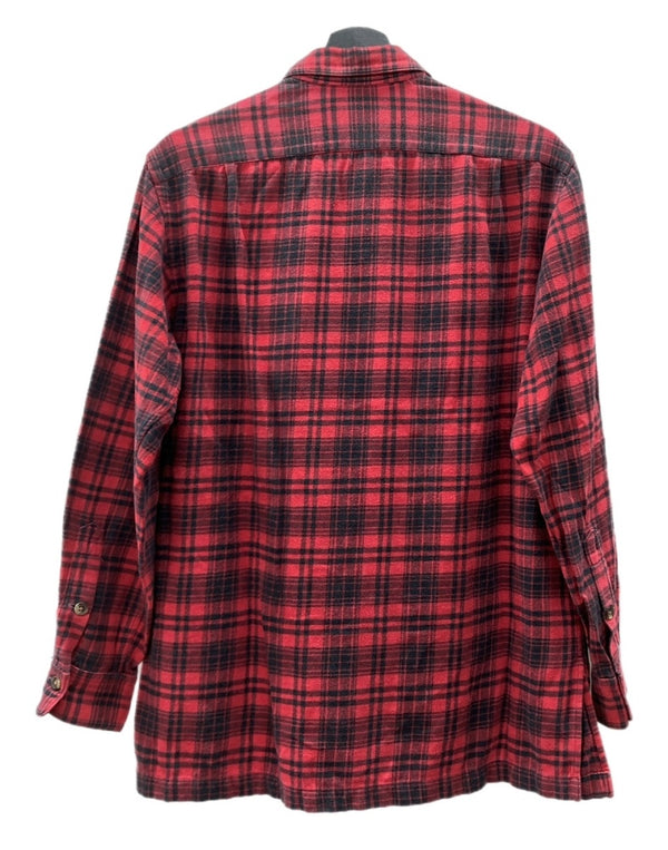 ラルフローレン RalphLauren POLO COUNTRY 90s FLANNEL SHIRT フランネル シャツ ネルシャツ フラップポケット ハミルトン社 開襟 長袖 赤 長袖シャツ チェック レッド Mサイズ 104MT-2269