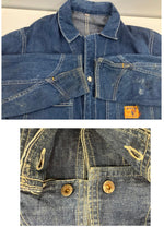 キャントバステム CAN'T BUST EM 60’s 60年代 GOLD LABEL ニワトリ ガチャポケ デニム オールインワン ジャンプスーツ 五角形TALON ZIP タロン VINTAGE ヴィンテージ つなぎ・オーバーオール ブルー Lサイズ 40L 101MB-615