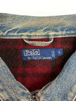 ラルフローレン RalphLauren 80s 90s DENIM JACKET デニム ジャケット 裏地ブランケット ボタン Gジャン アウター インディゴ 青 ジャケット 無地 ブルー Lサイズ 104MT-2067